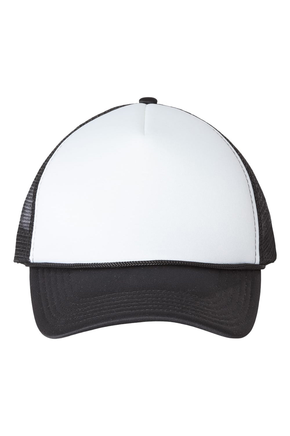 Valucap VC700 Mens Foam Mesh Back Trucker Hat White/Black Flat Front