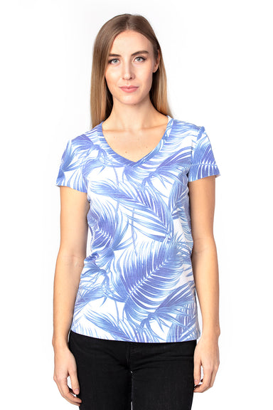 Threadfast Apparel 200RV Womens Ultimate Short Sleeve V-Neck T-Shirt Palm Paradise Model Front