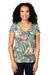 Threadfast Apparel 200RV Womens Ultimate Short Sleeve V-Neck T-Shirt Tropical Jungle Model Front