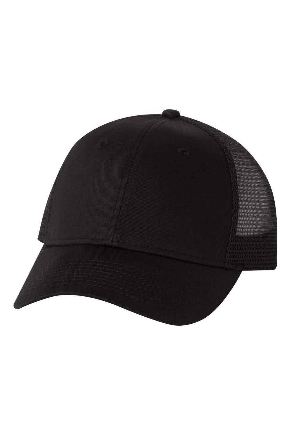 Valucap VC400 Mens Mesh Back Twill Trucker Hat Black Flat Front