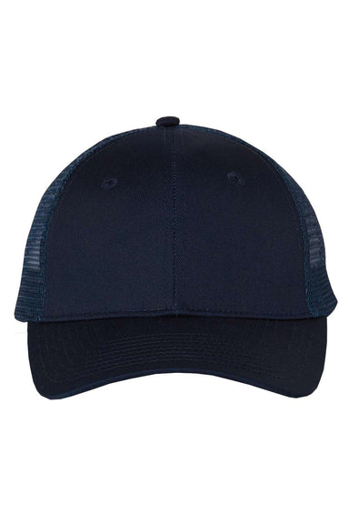 Valucap VC400 Mens Mesh Back Twill Trucker Hat Navy Blue Flat Front