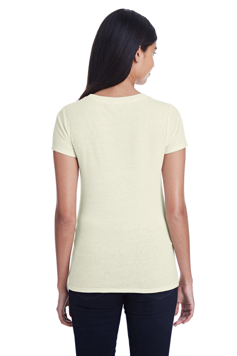 Threadfast Apparel 202A Womens Short Sleeve Crewneck T-Shirt Cream Model Back