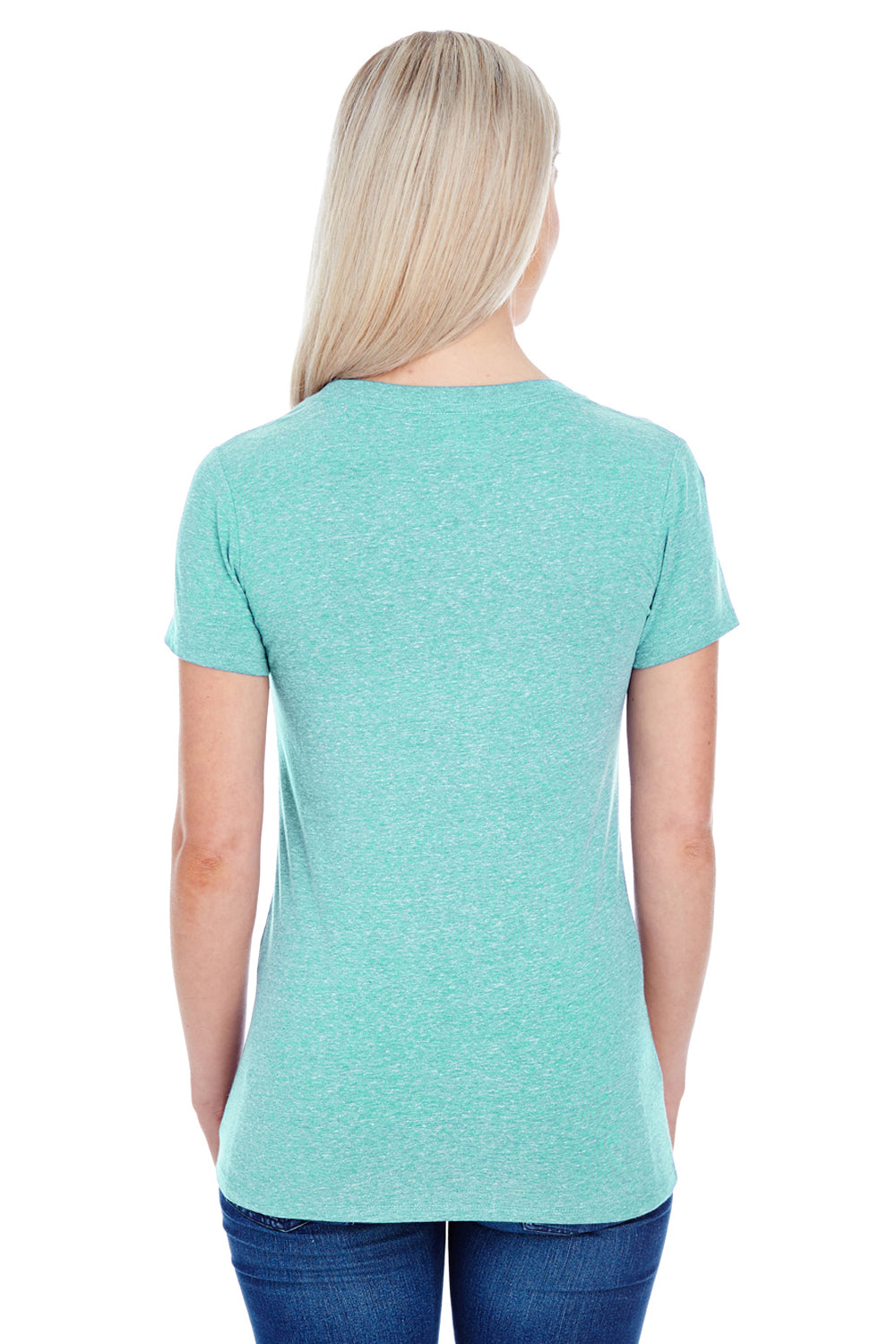 Threadfast Apparel 202A Womens Short Sleeve Crewneck T-Shirt Mint Model Back