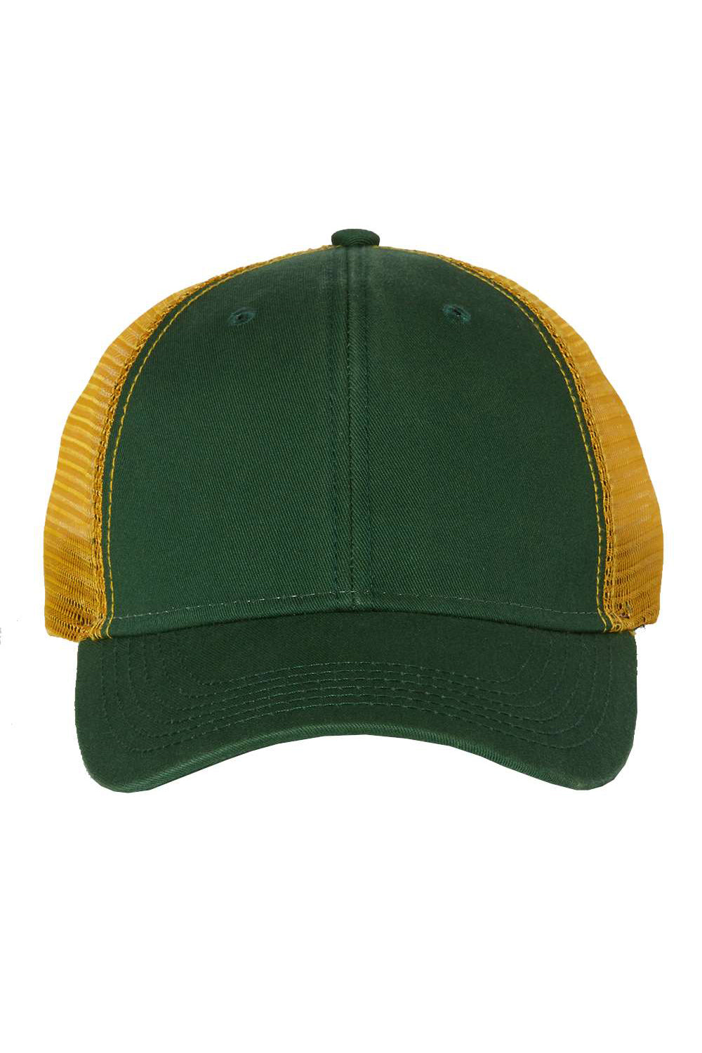 Sportsman AH80 Mens Bio-Washed Trucker Hat Dark Green/Gold Flat Front