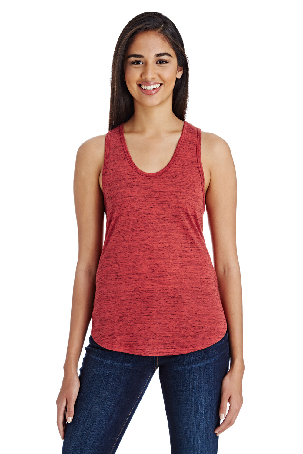 Threadfast Apparel 204LT Womens Blizzard Jersey Tank Top Red Model Front