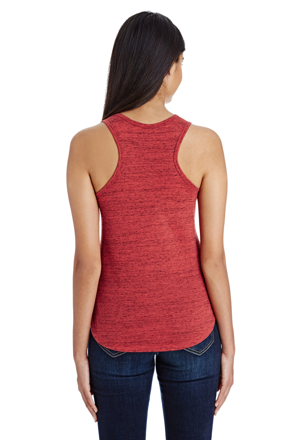 Threadfast Apparel 204LT Womens Blizzard Jersey Tank Top Red Model Back