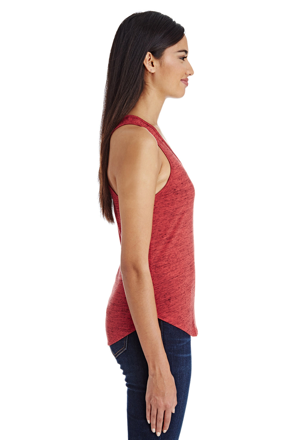 Threadfast Apparel 204LT Womens Blizzard Jersey Tank Top Red Model Side