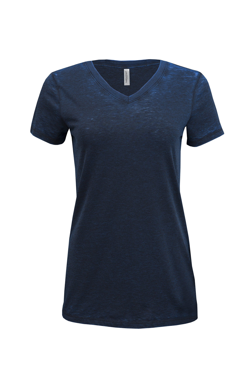 Threadfast Apparel 215B Womens Cross Dye Short Sleeve V-Neck T-Shirt Electric Blue Flat Front