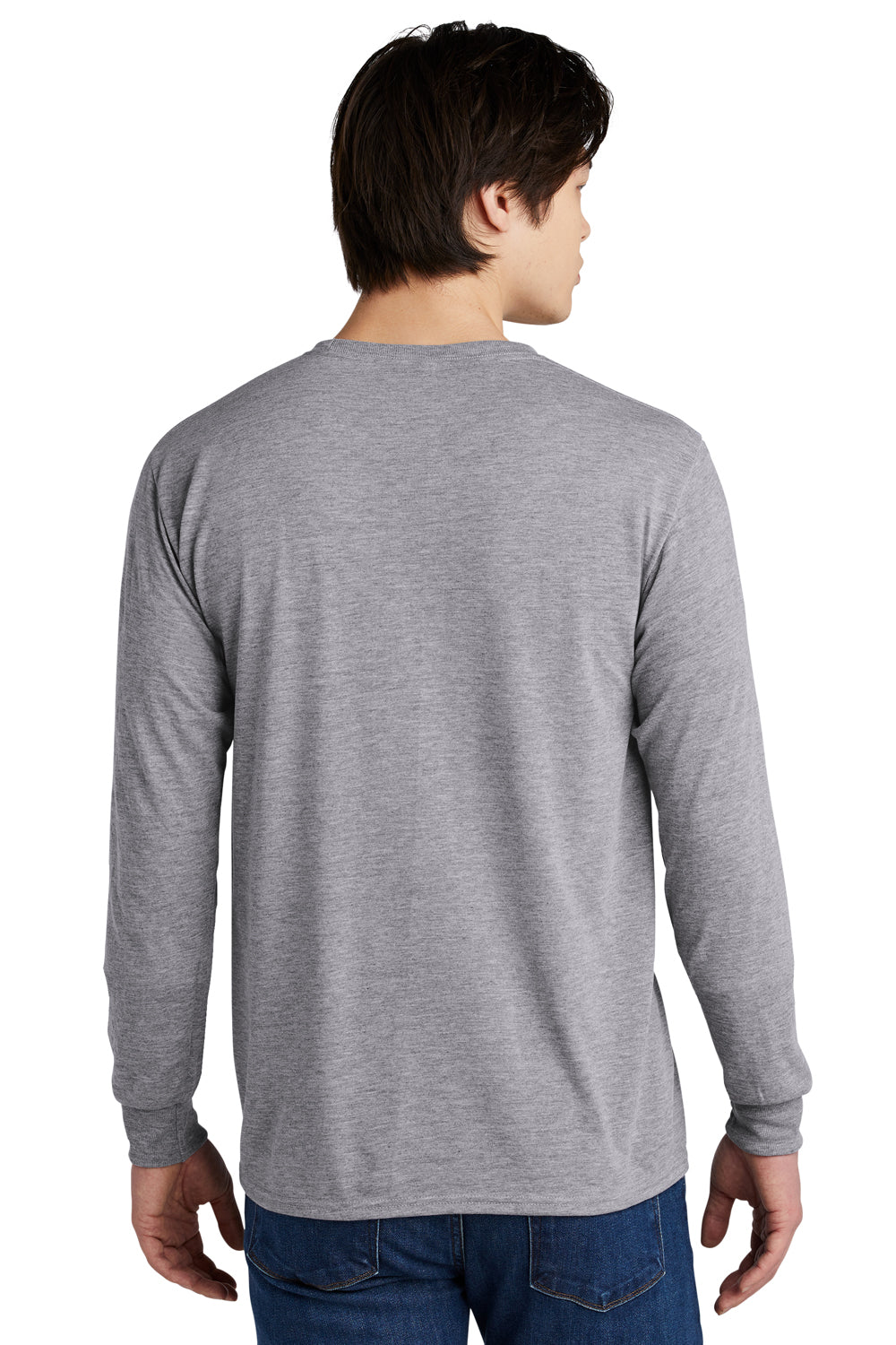 Jerzees 21LS/21ML/21MLR Mens Dri-Power Moisture Wicking Long Sleeve Crewneck T-Shirt Heather Grey Model Back