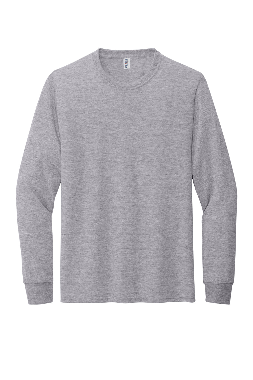 Jerzees 21LS/21ML/21MLR Mens Dri-Power Moisture Wicking Long Sleeve Crewneck T-Shirt Heather Grey Flat Front