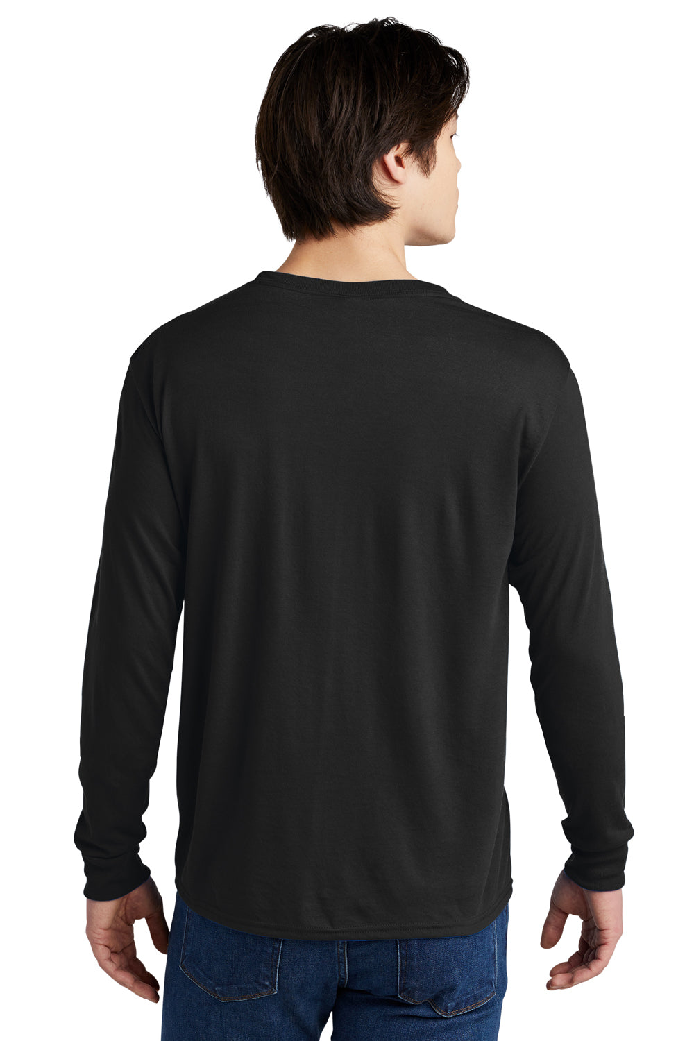 Jerzees 21LS/21ML/21MLR Mens Dri-Power Moisture Wicking Long Sleeve Crewneck T-Shirt Black Model Back