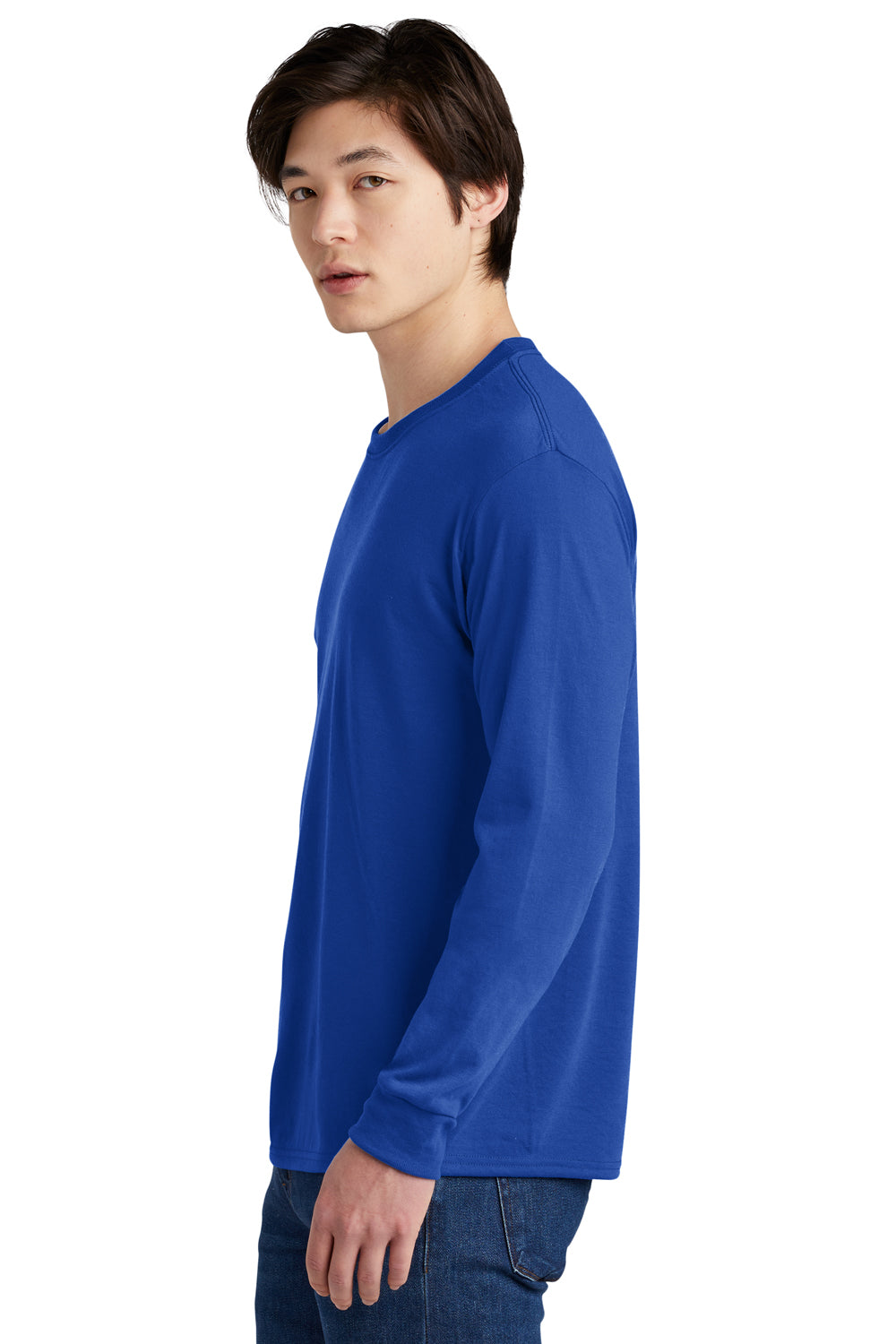 Jerzees 21LS/21ML/21MLR Mens Dri-Power Moisture Wicking Long Sleeve Crewneck T-Shirt Royal Blue Model Side