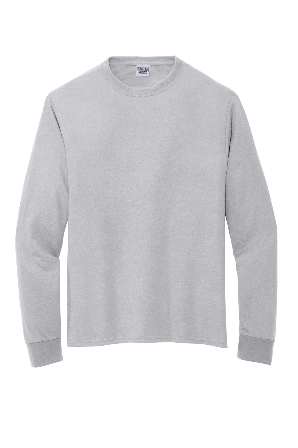 Jerzees 21LS/21ML/21MLR Mens Dri-Power Moisture Wicking Long Sleeve Crewneck T-Shirt Silver Grey Flat Front