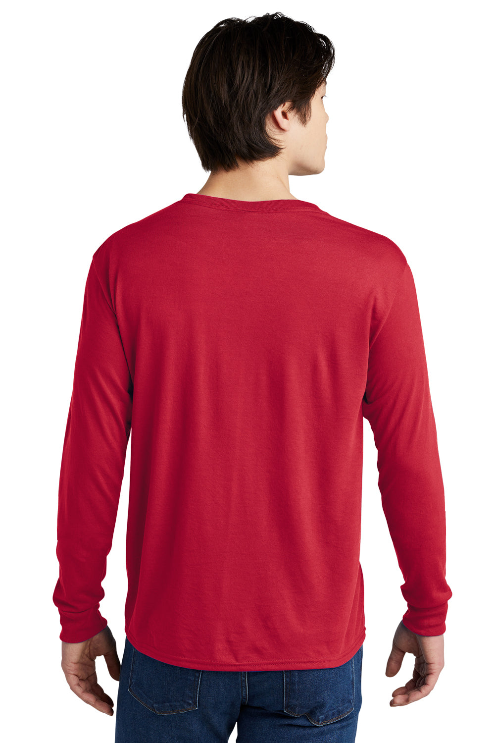 Jerzees 21LS/21ML/21MLR Mens Dri-Power Moisture Wicking Long Sleeve Crewneck T-Shirt True Red Model Back