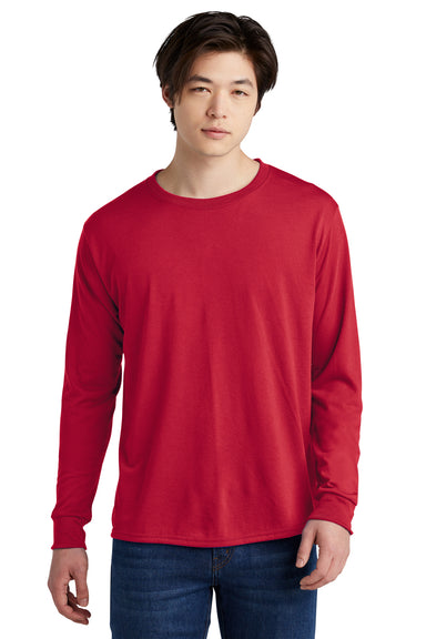 Jerzees 21LS/21ML/21MLR Mens Dri-Power Moisture Wicking Long Sleeve Crewneck T-Shirt True Red Model Front