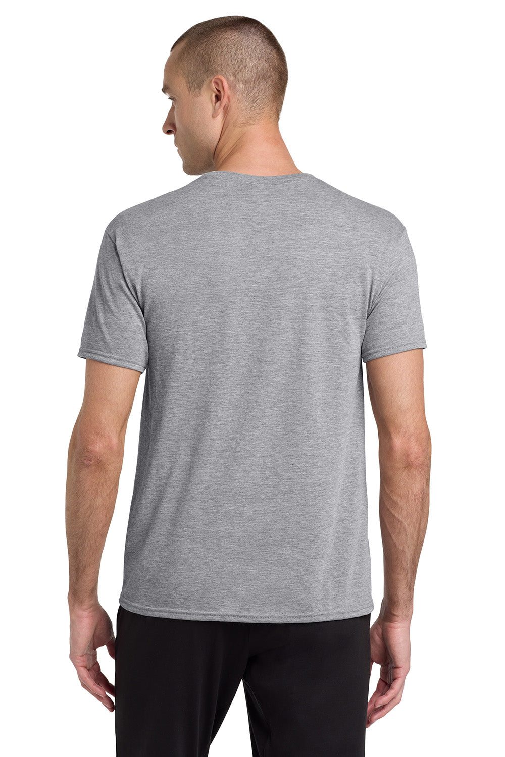 Jerzees 21M/21MR Mens Dri-Power Moisture Wicking Short Sleeve Crewneck T-Shirt Heather Grey Model Back