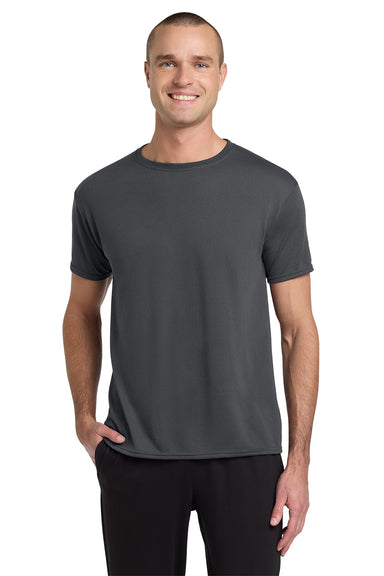 Jerzees 21M/21MR Mens Dri-Power Moisture Wicking Short Sleeve Crewneck T-Shirt Charcoal Grey Model Front