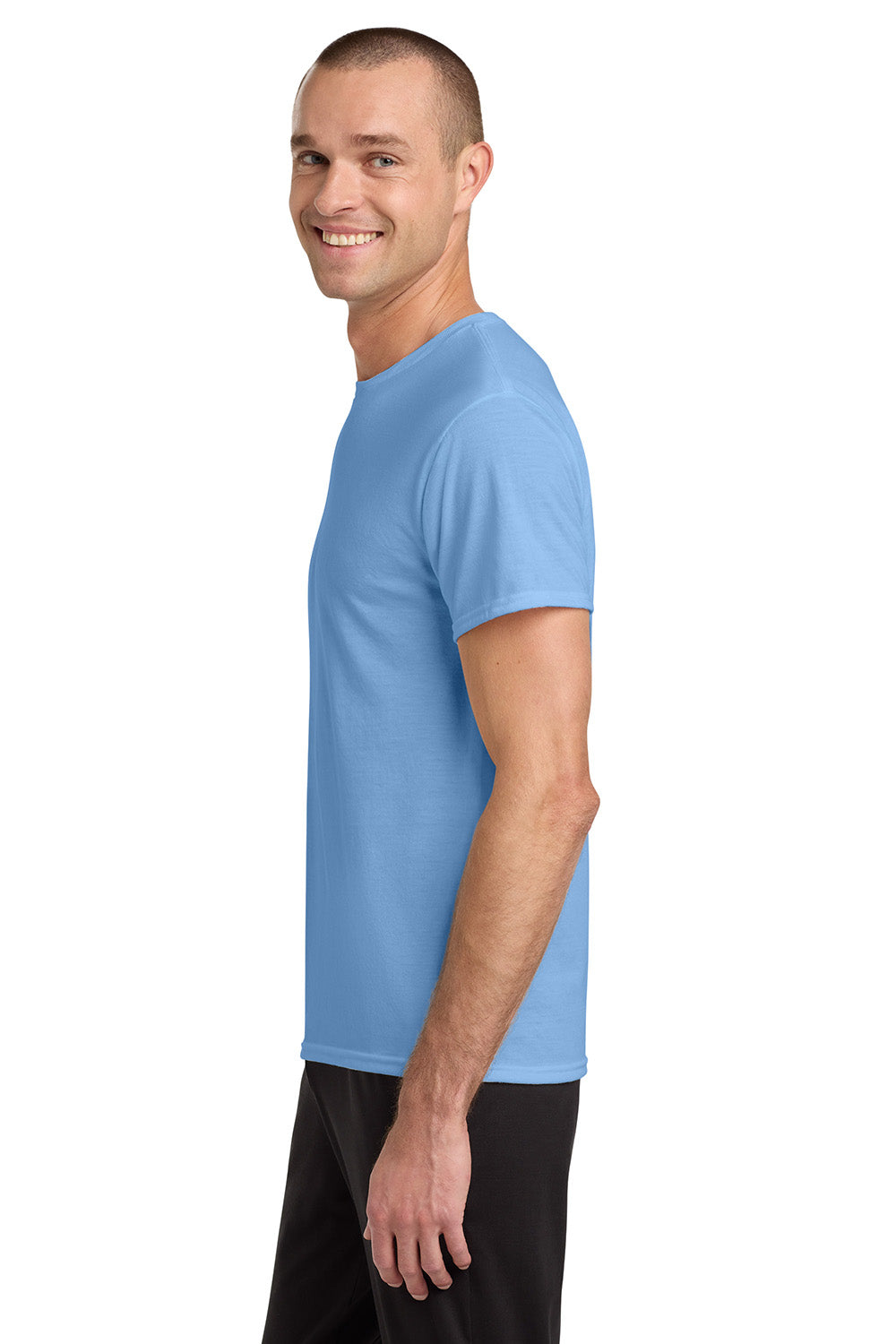 Jerzees 21M/21MR Mens Dri-Power Moisture Wicking Short Sleeve Crewneck T-Shirt Light Blue Model Side