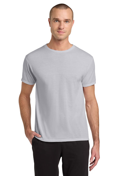 Jerzees 21M/21MR Mens Dri-Power Moisture Wicking Short Sleeve Crewneck T-Shirt Silver Grey Model Front