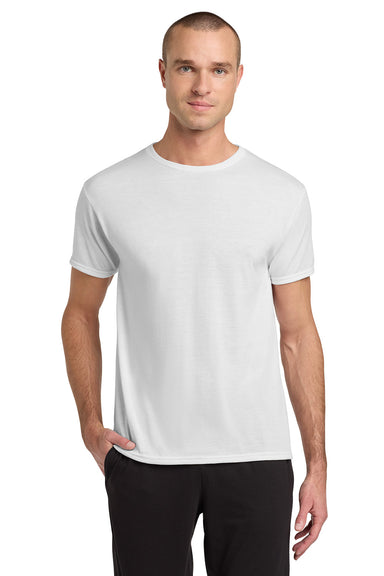 Jerzees 21M/21MR Mens Dri-Power Moisture Wicking Short Sleeve Crewneck T-Shirt White Model Front