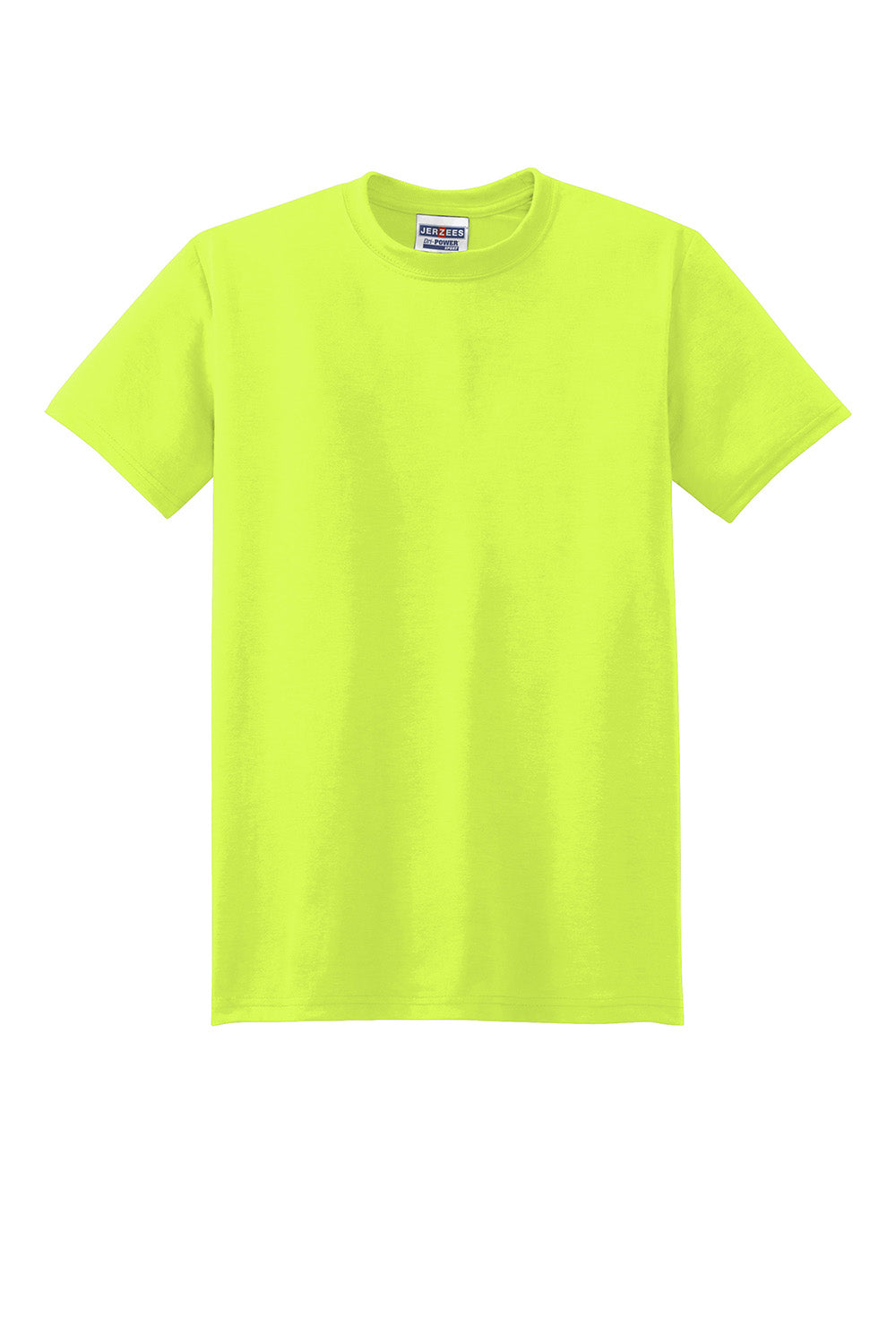 Jerzees 21M/21MR Mens Dri-Power Moisture Wicking Short Sleeve Crewneck T-Shirt Safety Green Flat Front