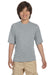 Jerzees 21B/21BR Youth Dri-Power Moisture Wicking Short Sleeve Crewneck T-Shirt Heather Grey Model Front