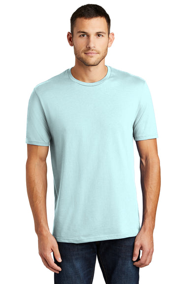 District DT104 Mens Perfect Weight Short Sleeve Crewneck T-Shirt Seaglass Blue Model Front