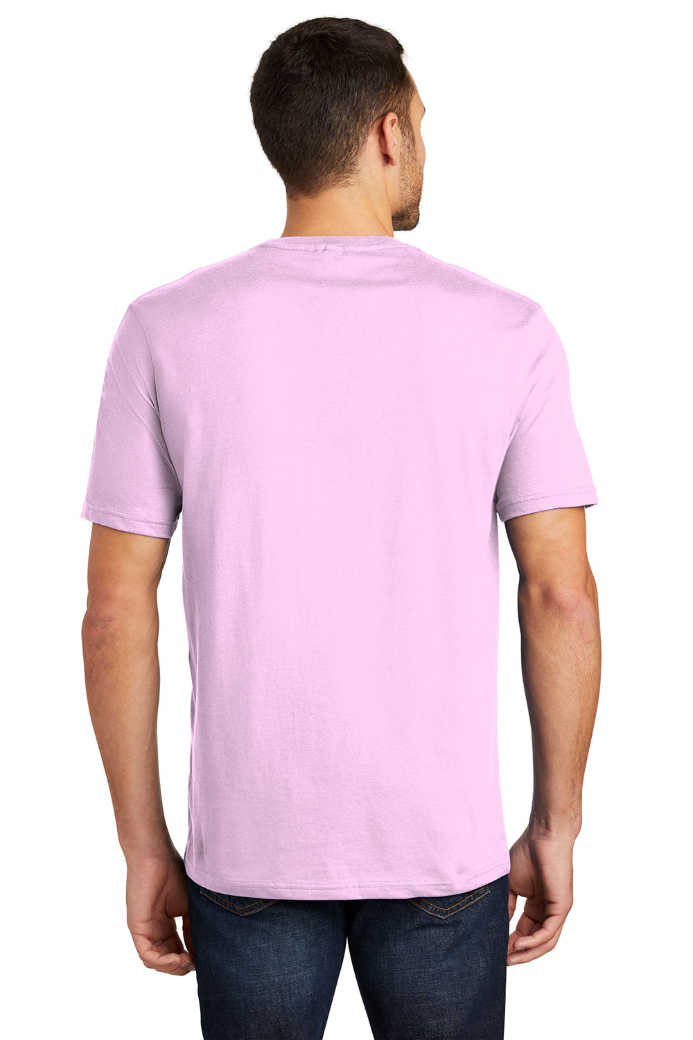 District DT104 Mens Perfect Weight Short Sleeve Crewneck T-Shirt Soft Purple Model Back