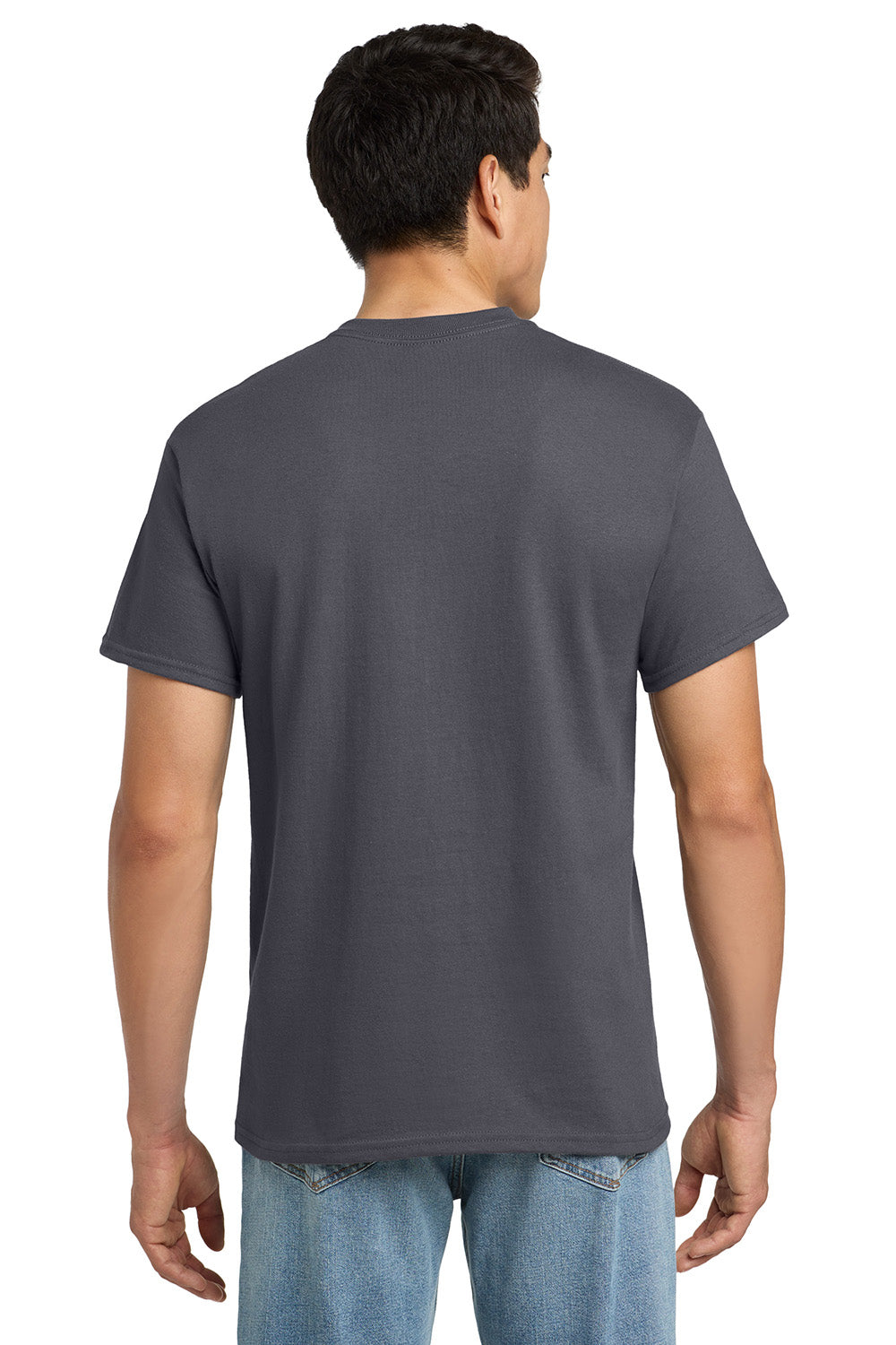 Gildan 2300/G230 Mens Ultra Short Sleeve Crewneck T-Shirt w/ Pocket Charcoal Grey Model Back