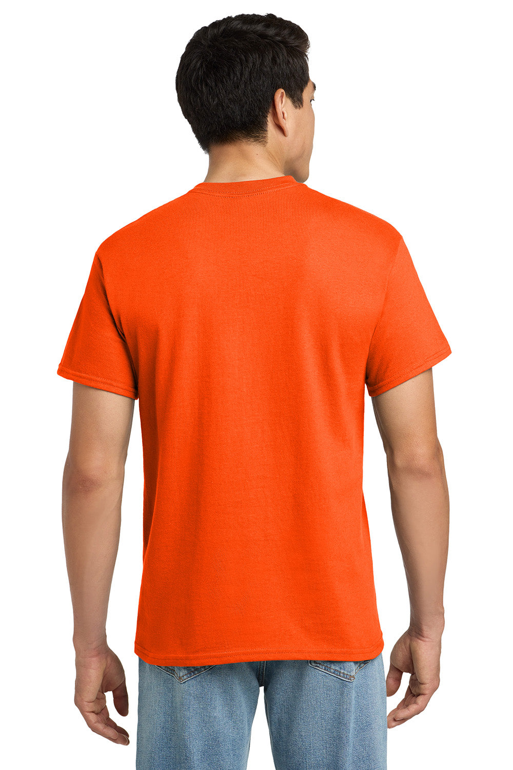 Gildan 2300/G230 Mens Ultra Short Sleeve Crewneck T-Shirt w/ Pocket Safety Orange Model Back