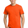 Gildan Mens Ultra Short Sleeve Crewneck T-Shirt w/ Pocket - Safety Orange