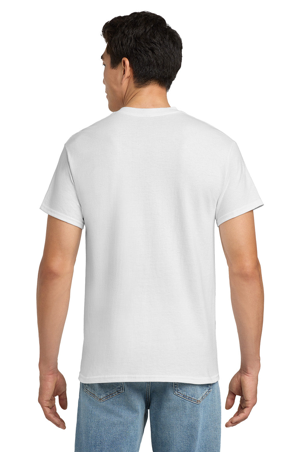 Gildan 2300/G230 Mens Ultra Short Sleeve Crewneck T-Shirt w/ Pocket White Model Back