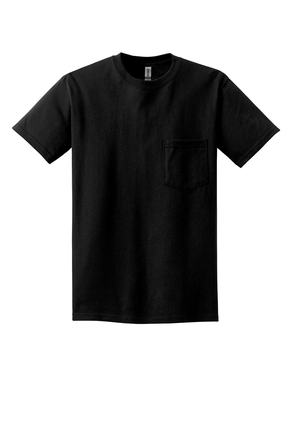 Gildan 2300/G230 Mens Ultra Short Sleeve Crewneck T-Shirt w/ Pocket Black Flat Front