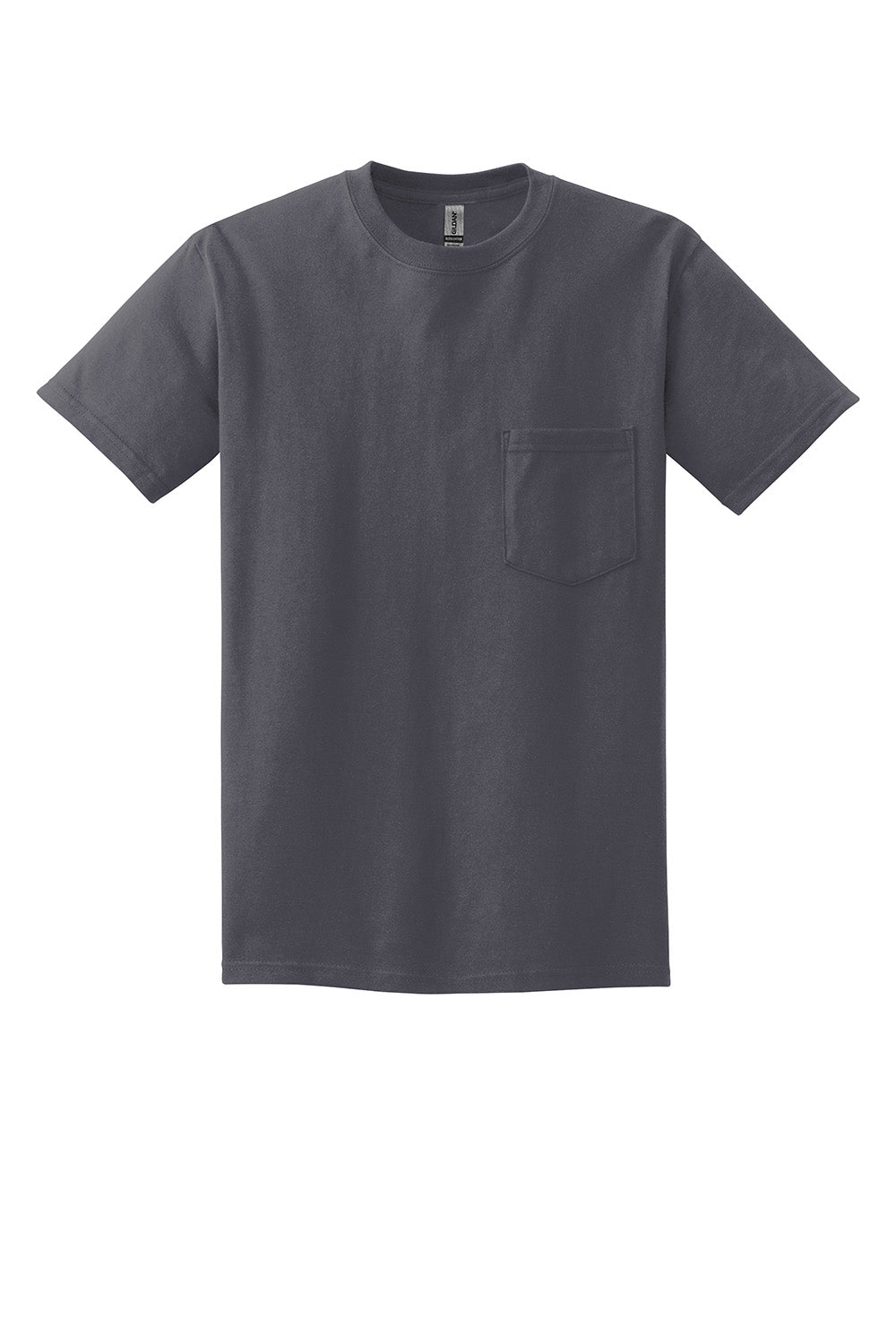 Gildan 2300/G230 Mens Ultra Short Sleeve Crewneck T-Shirt w/ Pocket Charcoal Grey Flat Front