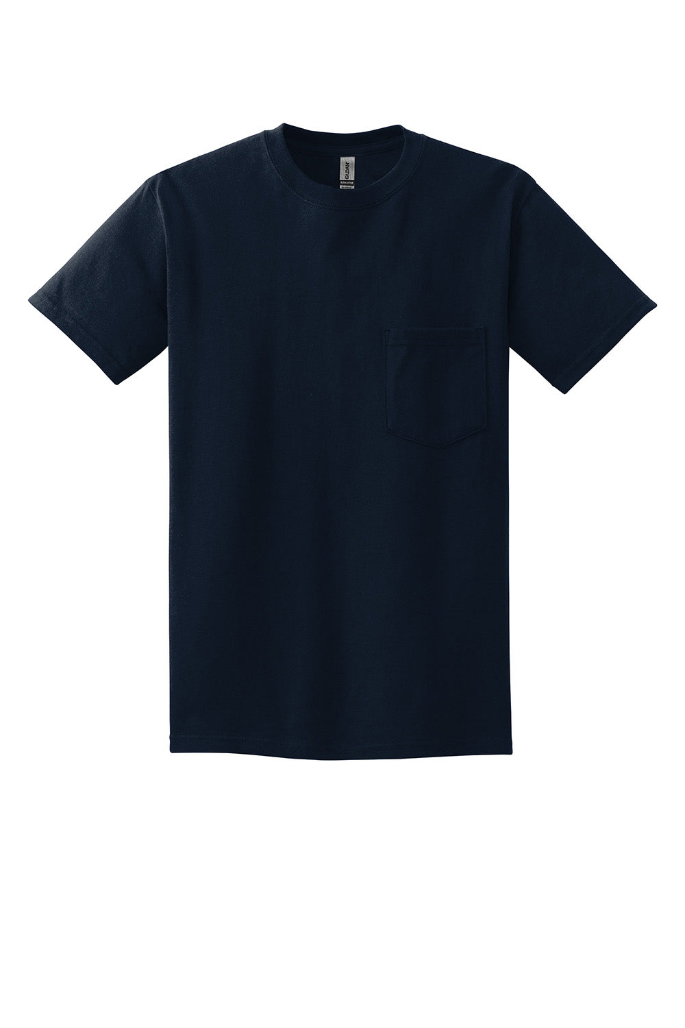 Gildan 2300/G230 Mens Ultra Short Sleeve Crewneck T-Shirt w/ Pocket Navy Blue Flat Front