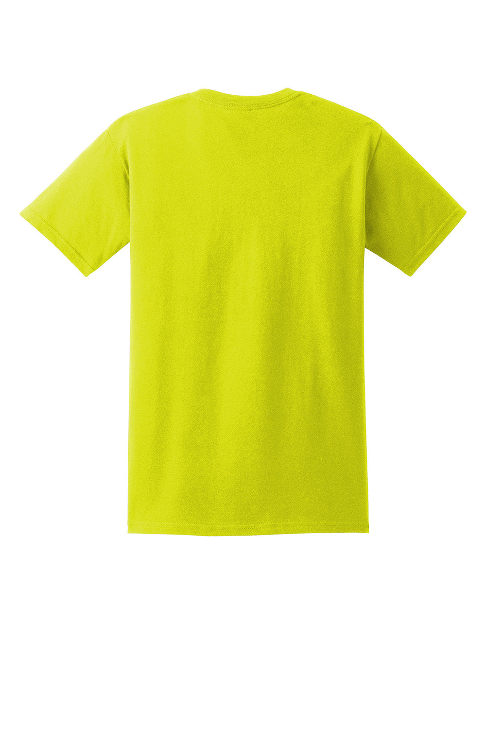 Gildan 2300/G230 Mens Ultra Short Sleeve Crewneck T-Shirt w/ Pocket Safety Green Flat Back