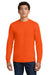 Gildan 2410/G241 Mens Ultra Long Sleeve Crewneck T-Shirt w/ Pocket Safety Orange Model Front