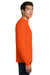 Gildan 2410/G241 Mens Ultra Long Sleeve Crewneck T-Shirt w/ Pocket Safety Orange Model Side