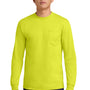 Gildan Mens Ultra Long Sleeve Crewneck T-Shirt w/ Pocket - Safety Green