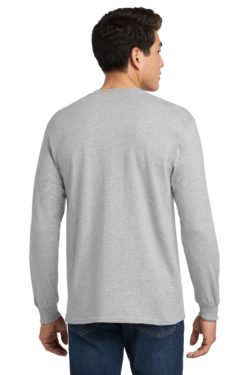 Gildan 2410/G241 Mens Ultra Long Sleeve Crewneck T-Shirt w/ Pocket Sport Grey Model Back