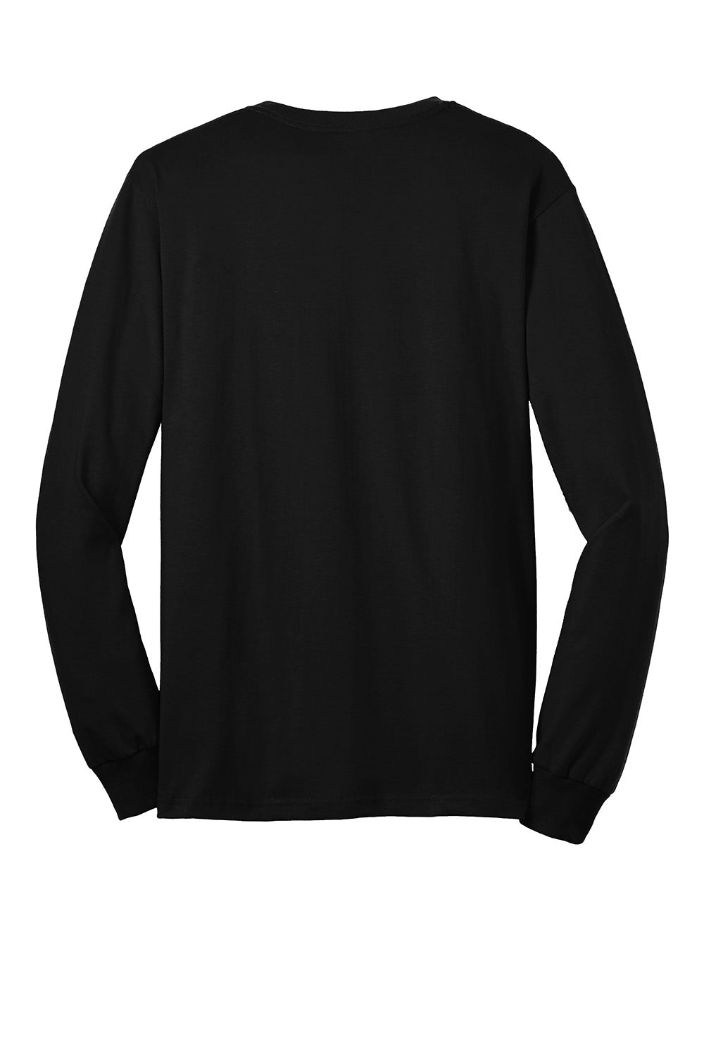 Gildan 2410/G241 Mens Ultra Long Sleeve Crewneck T-Shirt w/ Pocket Black Flat Back