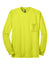 Gildan 2410/G241 Mens Ultra Long Sleeve Crewneck T-Shirt w/ Pocket Safety Green Flat Front