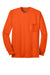 Gildan 2410/G241 Mens Ultra Long Sleeve Crewneck T-Shirt w/ Pocket Safety Orange Flat Front