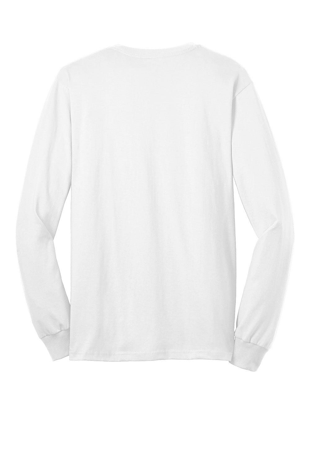 Gildan 2410/G241 Mens Ultra Long Sleeve Crewneck T-Shirt w/ Pocket White Flat Back