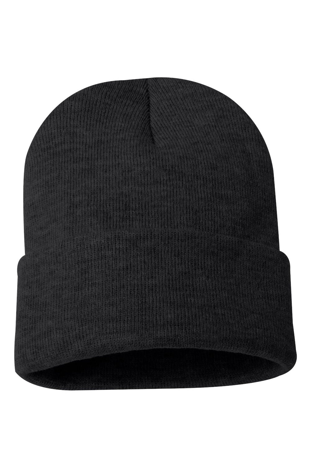 Sportsman SP12 Mens Solid Cuffed Beanie Heather Charcoal Grey Flat Front