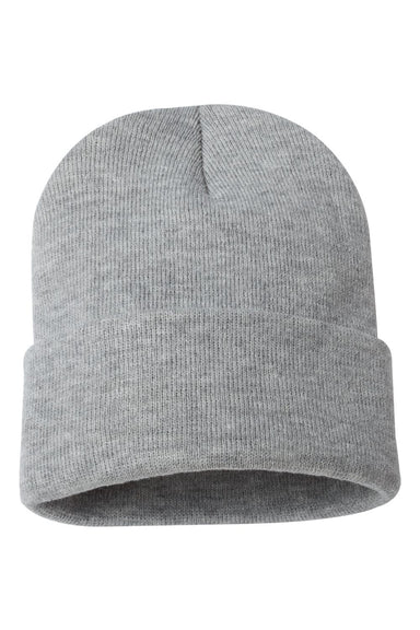 Sportsman SP12 Mens Solid Cuffed Beanie Heather Grey Flat Front