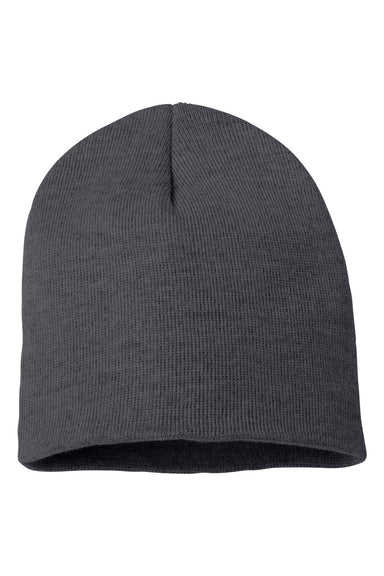 Sportsman SP08 Mens Beanie Heather Charcoal Grey Flat Front