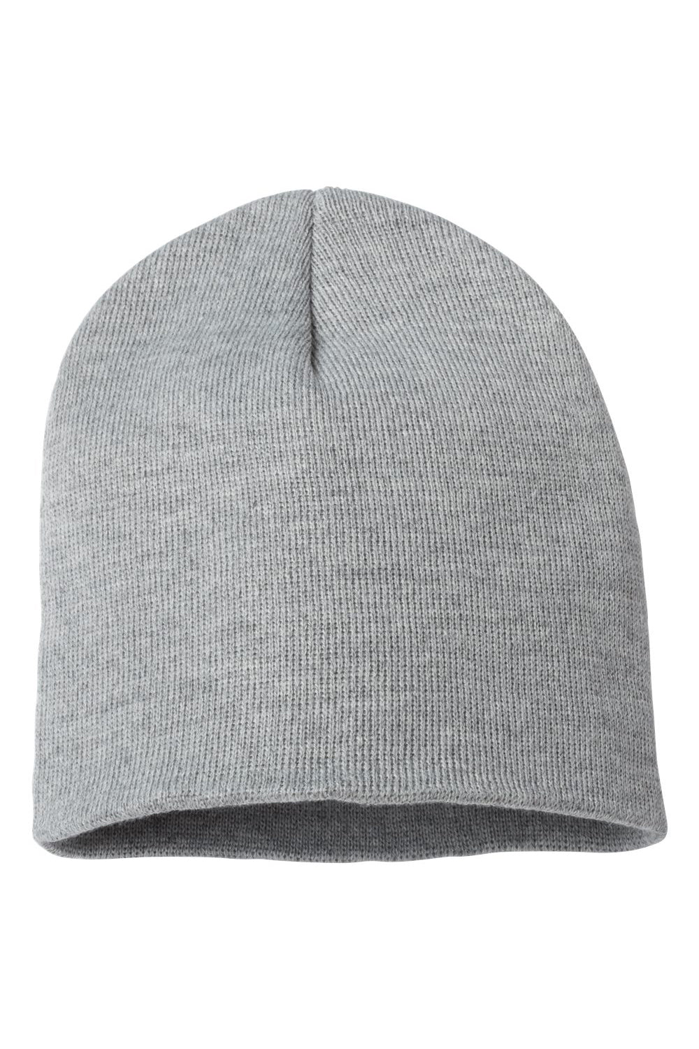 Sportsman SP08 Mens Beanie Heather Grey Flat Front