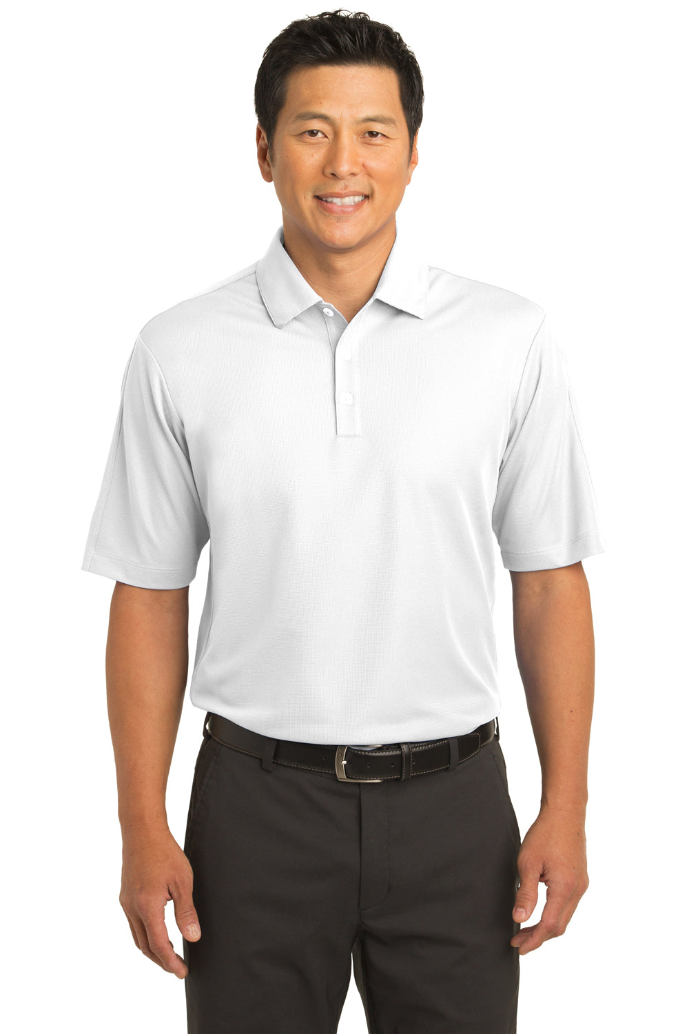 Nike 266998 Mens Tech Sport Dri-Fit Moisture Wicking Short Sleeve Polo Shirt White Model Front