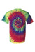 Dyenomite 200MS Mens Spiral Tie Dyed Short Sleeve Crewneck T-Shirt Classic Rainbow Spiral Flat Back